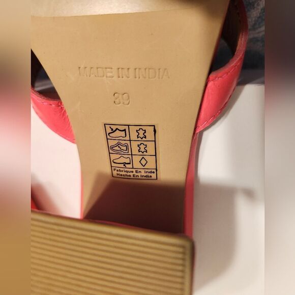 Brand New Free People "Charlie" Neon Pink Leather Slide Sandals Sz.9/39 Ret $128 - Picture 6 of 6